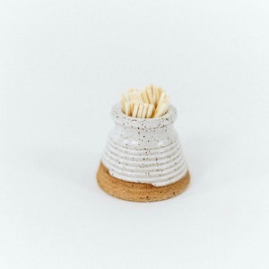 Match Striker - White Speckled  / Handmade / White Pottery / Match Holder / Toothpick Holder / Farmhouse / French Country