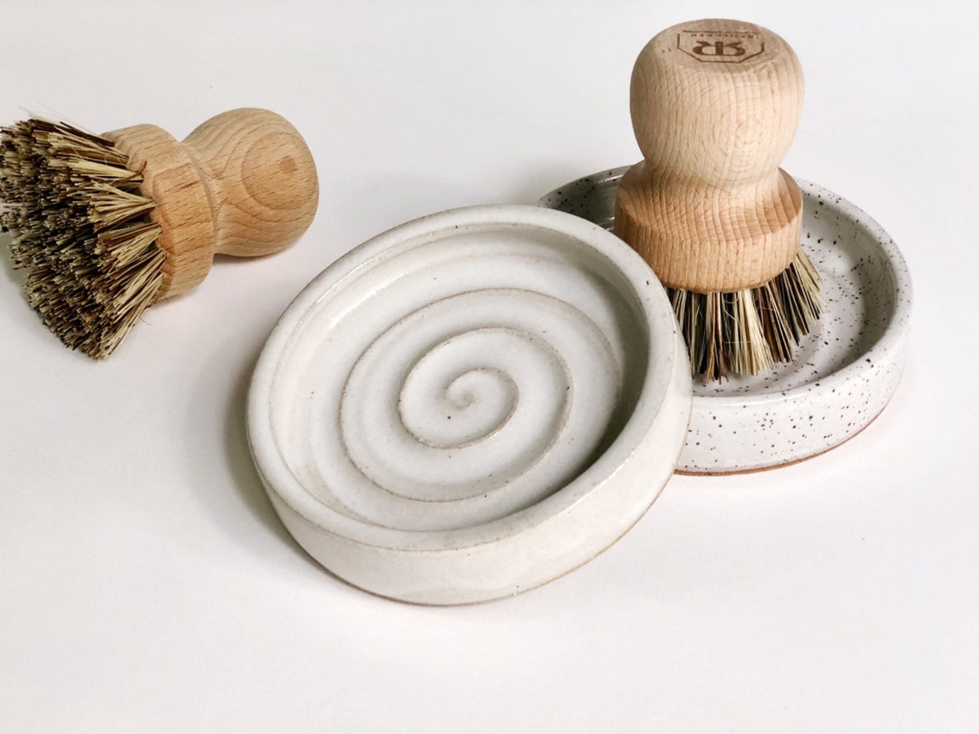 Pottery Scrub Brush Holder / Handmade Ceramic Ring Dish / Housewarming ...