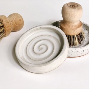 Pottery Scrub Brush Holder Handmade Ceramic Ring Dish