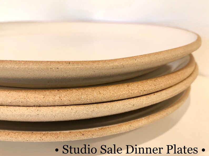 LIMITED EDITION Handmade Pottery Dishes, White Plate Settings With Unglazed Rim, Pottery, Stoneware, Ceramic Dinnerware Sets image 8