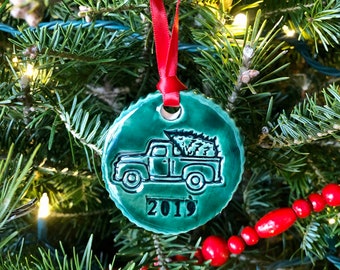 Green Ornament / Handmade Ornaments / Pottery / Porcelain Ornament / Handmade / 2019 Ornament/ Farmhouse / French Country /