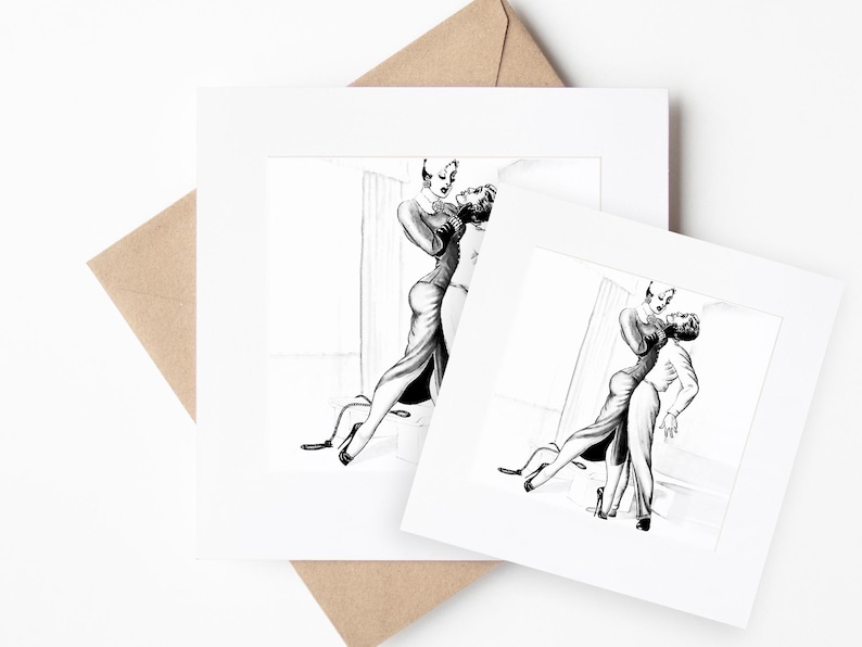 May include: A black and white illustration of two people dancing. The woman is wearing a long dress and the man is wearing a suit. They are both smiling and appear to be enjoying themselves.