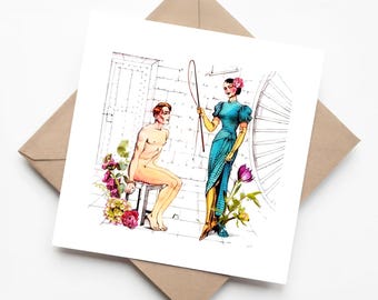 Adoration in Chains: Elegant Power Exchange - Funny Humour Handmade Card