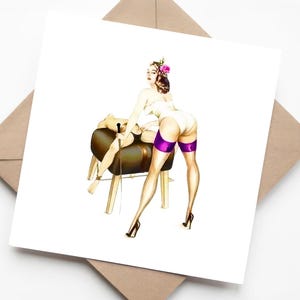 Contrôle élégant ! Commandant en corset - Illustration de jeu de puissance de bon goût, carte de voeux pour adulte