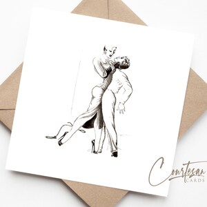 May include: Black and white illustration of a couple dancing. The woman is wearing a long dress and the man is wearing a suit. The woman is holding the man's hand and they are both looking at each other.