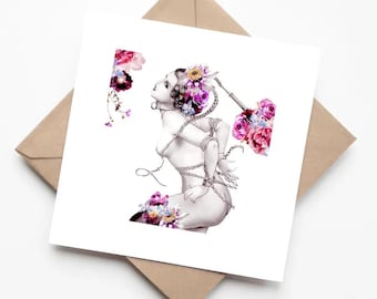 Sweet Slave Girl in Collar and Chains Art Greeting Card
