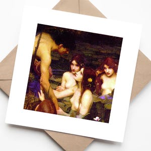 Biglietto d'auguri artistico lucido "Ninfe di Waterhouse"