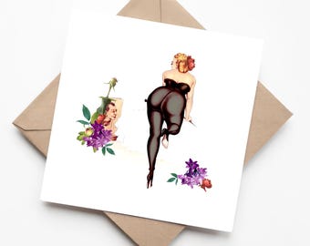 Slave in Stocks Fetish Humour Greeting Card