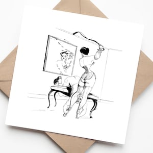 Biglietto d'auguri artistico "Prendere la cintura"