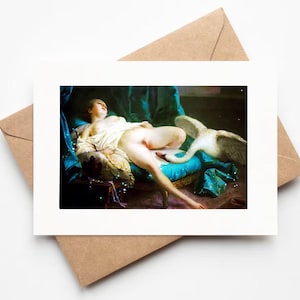 Arte erotica "Leda e il cigno" di Francois Boucher Elegante biglietto d'auguri di grandi dimensioni