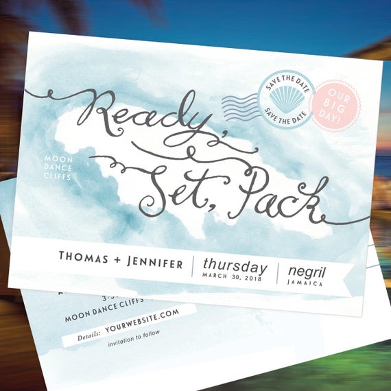 Jamaica Destination Wedding Save The Date Postcard Etsy