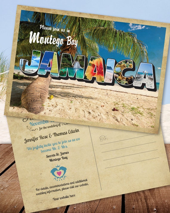 Jamaica Save The Date Postcard Destination Wedding Etsy