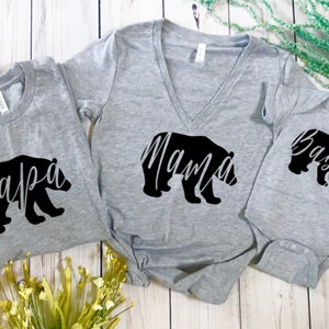 Papa Bear Mama Bear Baby Bear matching t shirts, Fathers day, Mothers day, baby shower, birthday