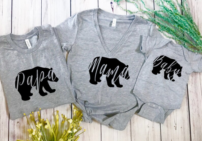 Papa Bear Mama Bear Baby Bear matching t shirts, Fathers day, Mothers day, baby shower, birthday