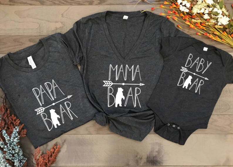 Papa Bear Mama Bear Baby Bear matching t shirts, pregnancy announcement shirts, Fathers day, Mothers day, baby shower, birthday