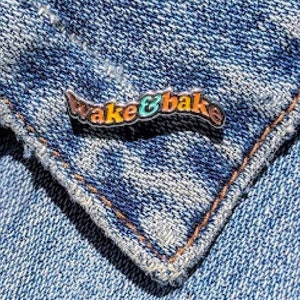 Wake & Bake Enamel Pin | Rainbow Stoner Morning Accessory | Funny Weed Pin Budtender Gift