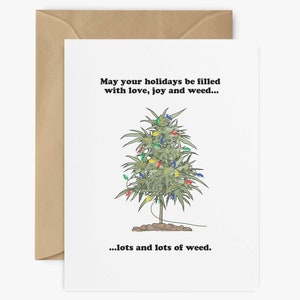 Cartão de Natal 420 – Cartão de Natal para Maconheiros para Amigos ou Namorado | Presente Divertido com Tema de Maconha | Cartão de Natal para Maconheiros, Saudação com Tema de Maconha