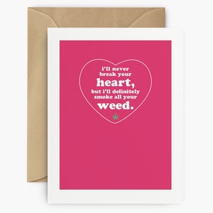 Valentinstagskarte mit Marihuana-Thema - Zeige Liebe mit einem Cannabis-Twist | Perfektes 420-Valentinstagsgeschenk für Deinen Partner, Stoner-Valentinstagskarten