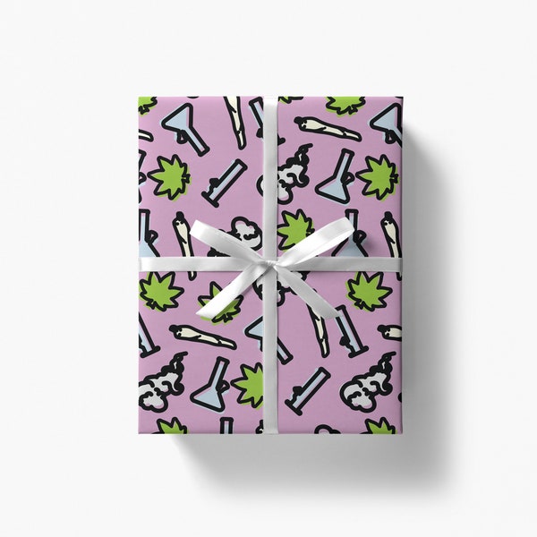 Dank Delights - Gift Wrap | Get your 420 vibe on with our Marijuana Gift Paper: Perfect for stoner gifts & weed-themed celebrations!