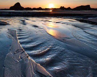 Fine Art Photography Prints "Mandala": Seal Rock, Oregon Coast, Sunset, Rocks, Sand, Ocean, Beach, Coastal, PNW, Artwork, Seashell, Sunset