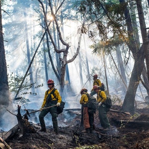 Fine Art Photography Prints &quot;Nobility&quot;: Wildland Fire, Firefighting, Firefighter, Burn Operation, Hard Work, Pulaski, Lighting, Smoke, Team