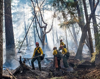 Fine Art Photography Prints "Nobility": Wildland Fire, Firefighting, Firefighter, Burn Operation, Hard Work, Pulaski, Lighting, Smoke, Team