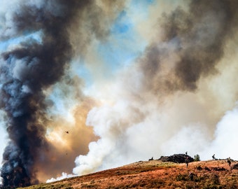 Fine Art Photography Prints "Ants on a Hill": Wildland Fire, Firefighting, Teamwork, Burn Operation, Central Oregon, Firestorm, Smoke, Sky