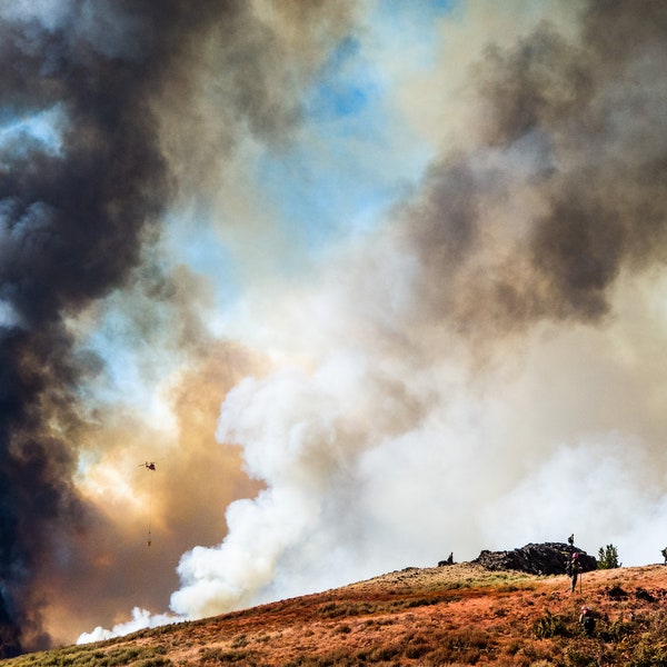 Fine Art Photography Prints "Ants on a Hill": Wildland Fire, Firefighting, Teamwork, Burn Operation, Central Oregon, Firestorm, Smoke, Sky