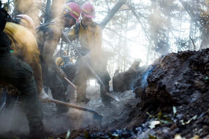 Fine Art Photography Prints Golden Boys: Wildland Fire, Firefighting, Firefighter, Digging, Hard Work, Teamwork, Dust, Lighting, Dirt image 1