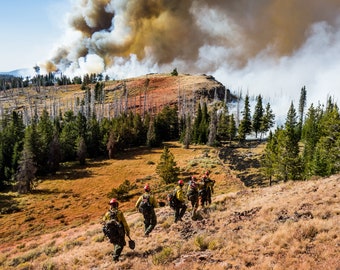 Fine Art Photography Prints "The Brave": Wildland Fire, Firefighting, Teamwork, Burn Operation, Central Oregon, Firestorm, Smoke, Squad