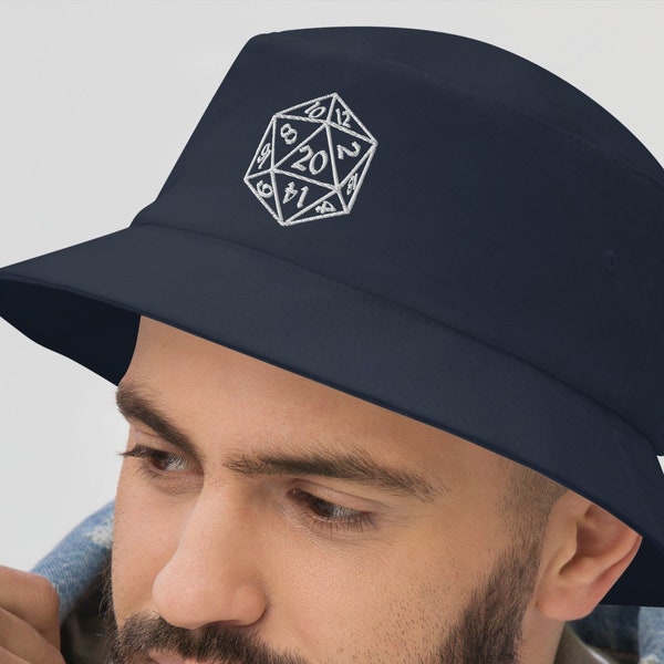 d20 DnD Bucket Hat | Dungeons and Dragons Hat | D&D Sun Hat | Geek Gift | Gift for Dungeon Master | Pathfinder Hat | DnD Gift | Roleplay Hat