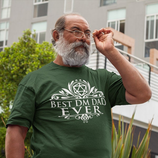 DnD Dad Shirt | Best DM Dad Ever T-Shirt | Fathers Day DnD Tee | Tabletop Gaming | Pathfinder Roleplaying | Dungeon Master | Nerd Geek Dad