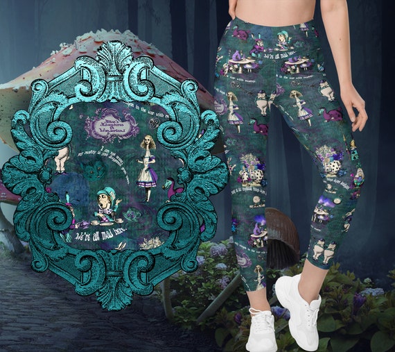 Alice in Wonderland Leggings Plus Sizes White Rabbit Mad Hatter Cheshire Cat Adventures in Wonderland Carroll Queen of Hearts Etsy
