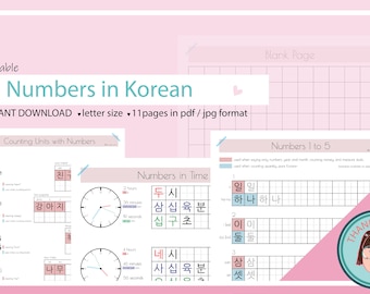 Korean Numbers Writing Practice Sheets: Beginner Level (PDF/JPG)