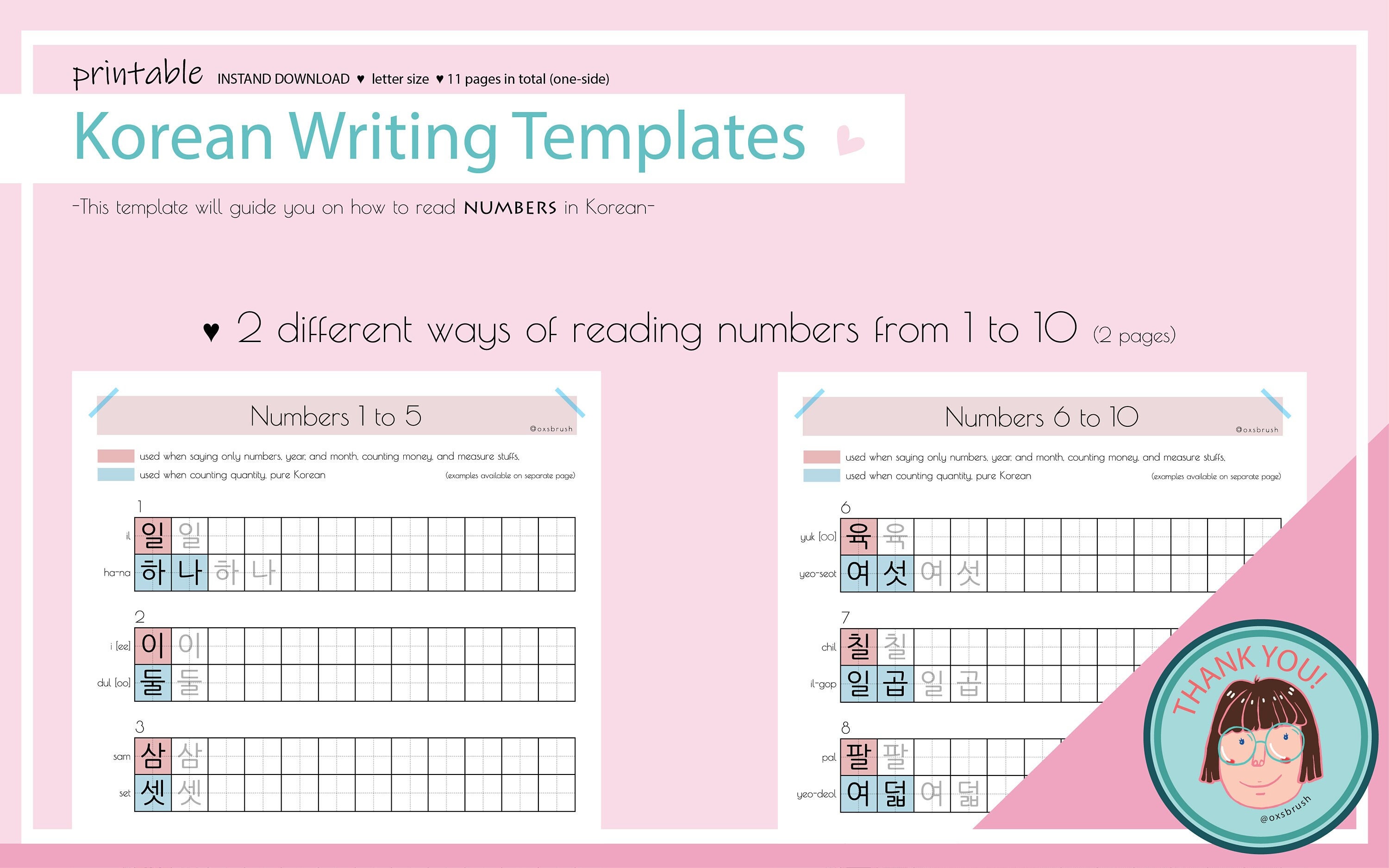 Korean Math Writing Biginnerlevel-3_numbers in Korean, Learning Korean, Korean Writing ...