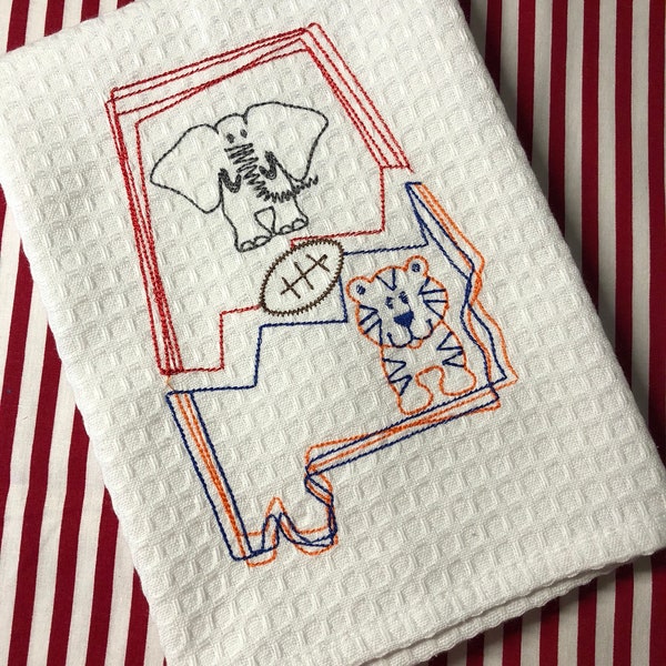 Alabama and Auburn House Divided Waffle Weave Kitchen Towel - alabama football - auburn football - roll tide - war eagle - SEC Football -