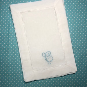 Set of 4 fold-over single initial cocktail napkins