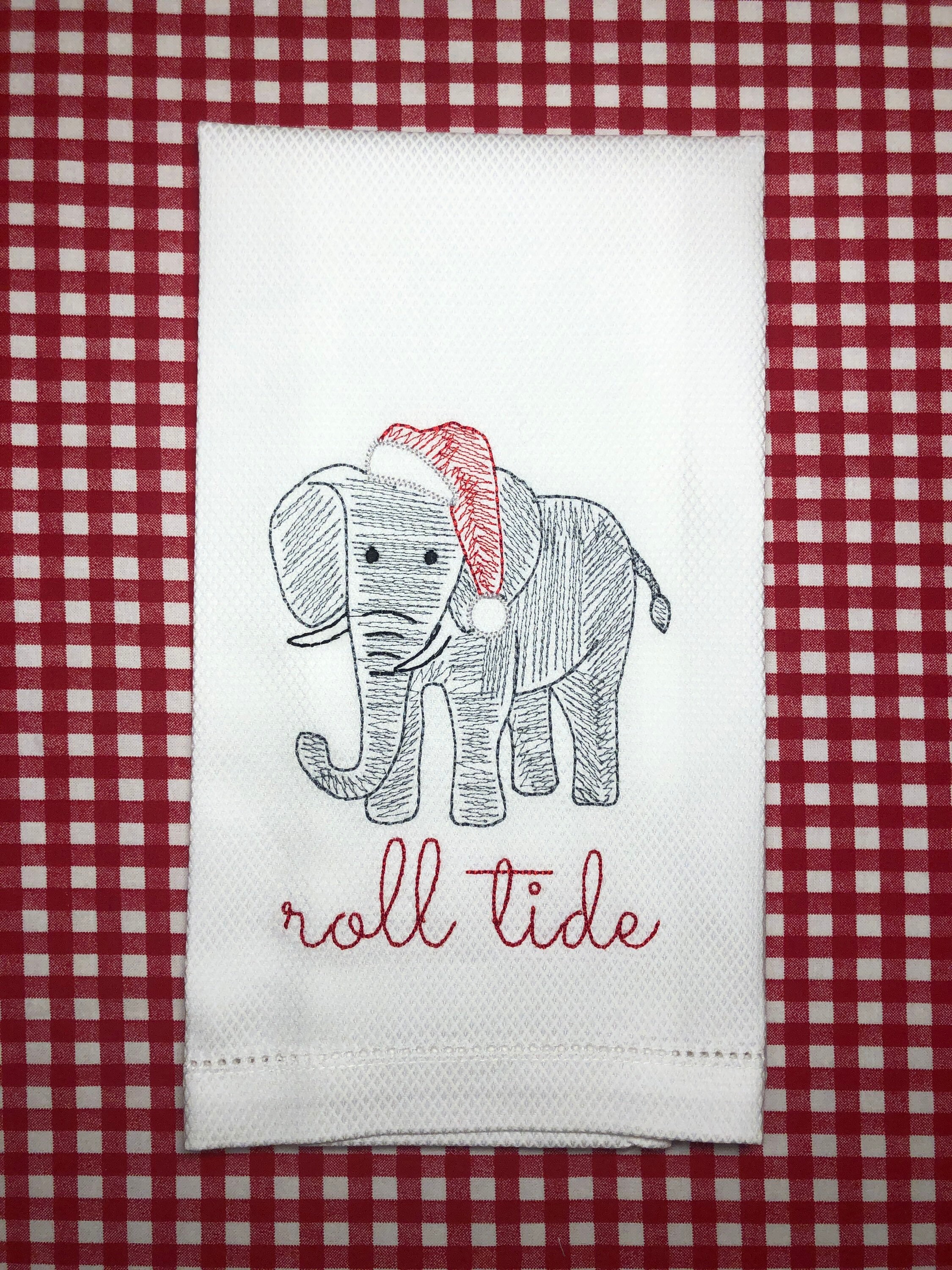 Elephant With Santa Hat Huck Towel 