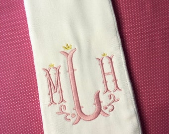 Nola Monogrammed Burp Cloth - baby girl - baby boy - baby shower - baby gift