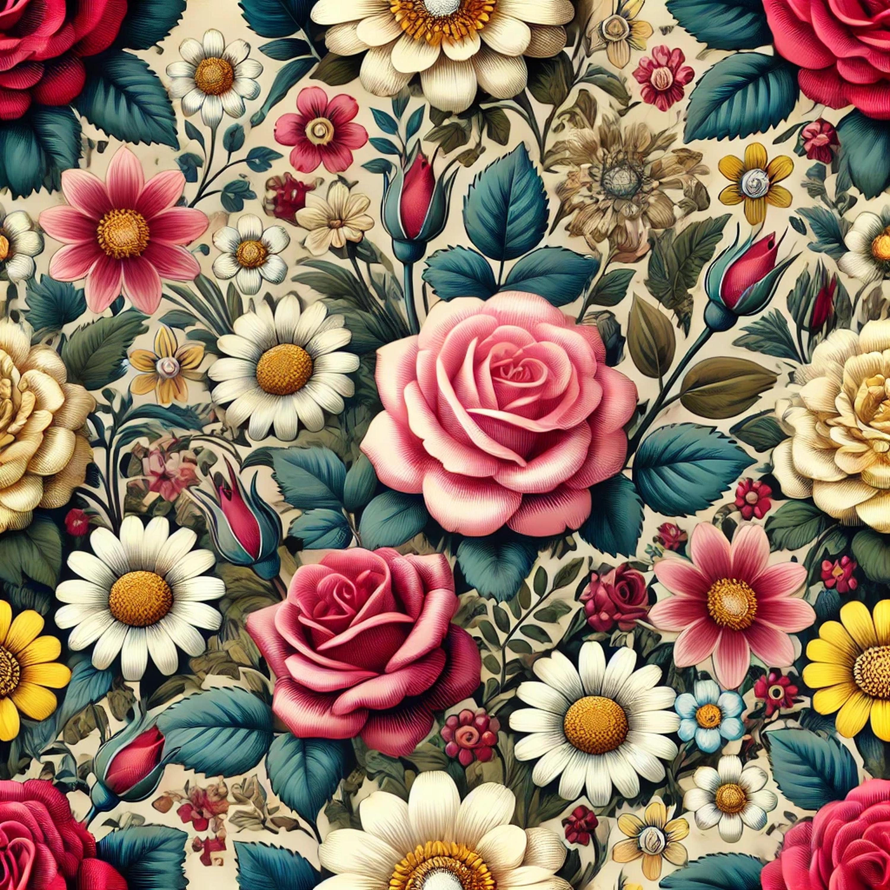 Artsy Flower Pattern Artistic Flowers Digital Art Patterns - Etsy