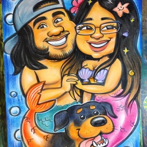 Color caricatures of family, friends, loved ones, and pets!
