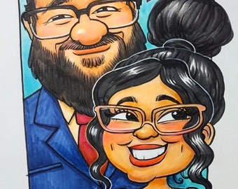 Color caricatures of family, friends, loved ones, and pets!