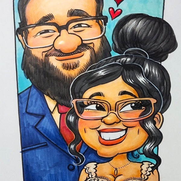 Color caricatures of family, friends, loved ones, and pets!