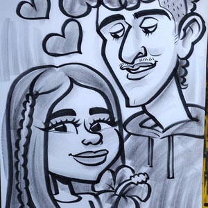 Caricature in bianco e nero di familiari, amici, persone care e animali domestici!