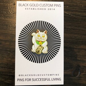 White Lucky Cat FREE SHIPPING Maneki Neko Enamel Pin Japanese Money Cat image 5