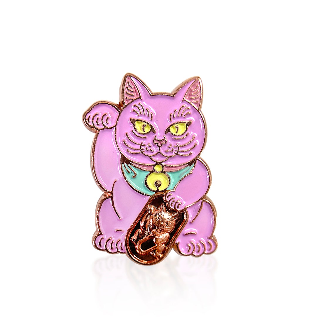 Pink Lucky Cat FREE SHIPPING Rose Gold Edition Maneki Neko Etsy