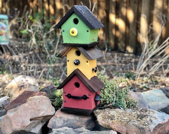 Triple Room Birdhouse - "Three's Company " - Outdoor Birdhouse, Cedar Wood