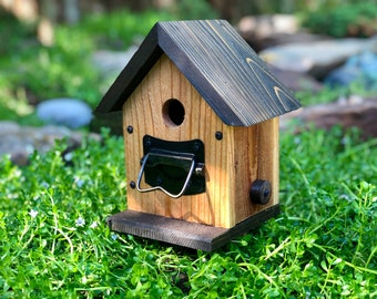 Rustic Outdoor Birdhouse - Natural Cedar Wood Color