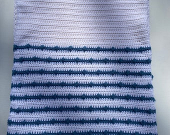 blanket blue navy blue light blue white afghan lovey take me along blanket perfect for car seat ready to ship super soft