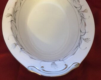 Vintage Harmony House Oval Vegetable Bowl Platinum Garland Serving Bowl